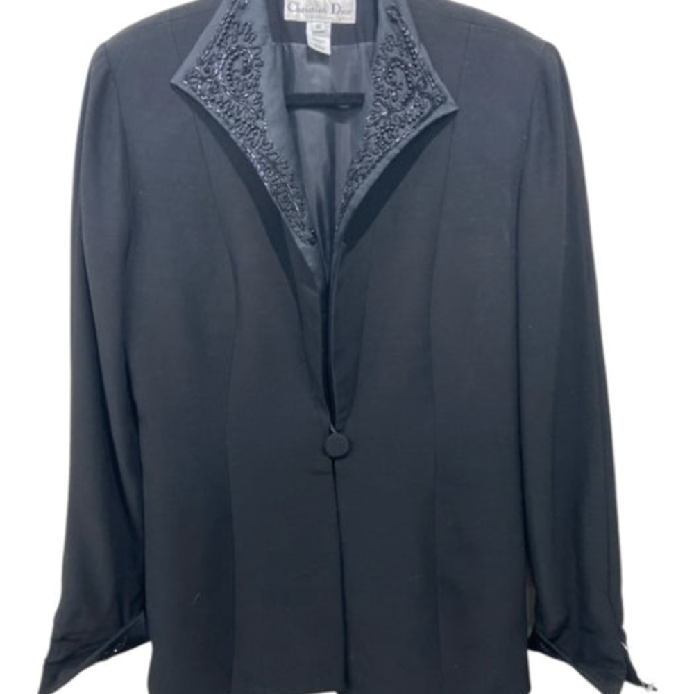 Dior Black Blazer with Embroidered Lapel